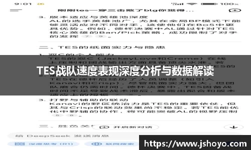 TES战队速度表现深度分析与数据解读
